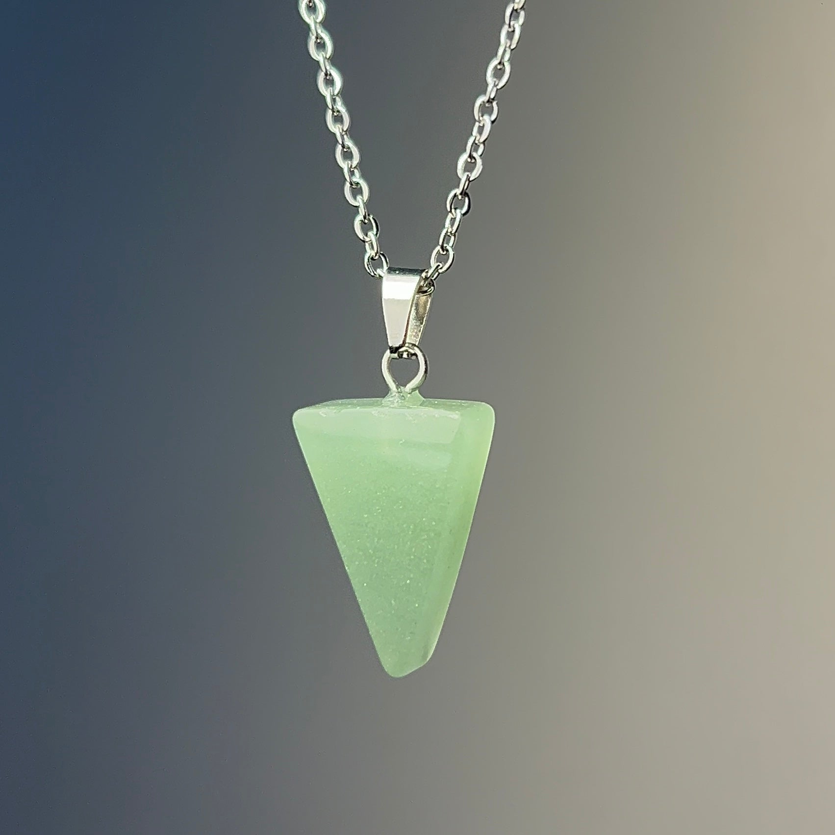 Green aventurine triangle necklace