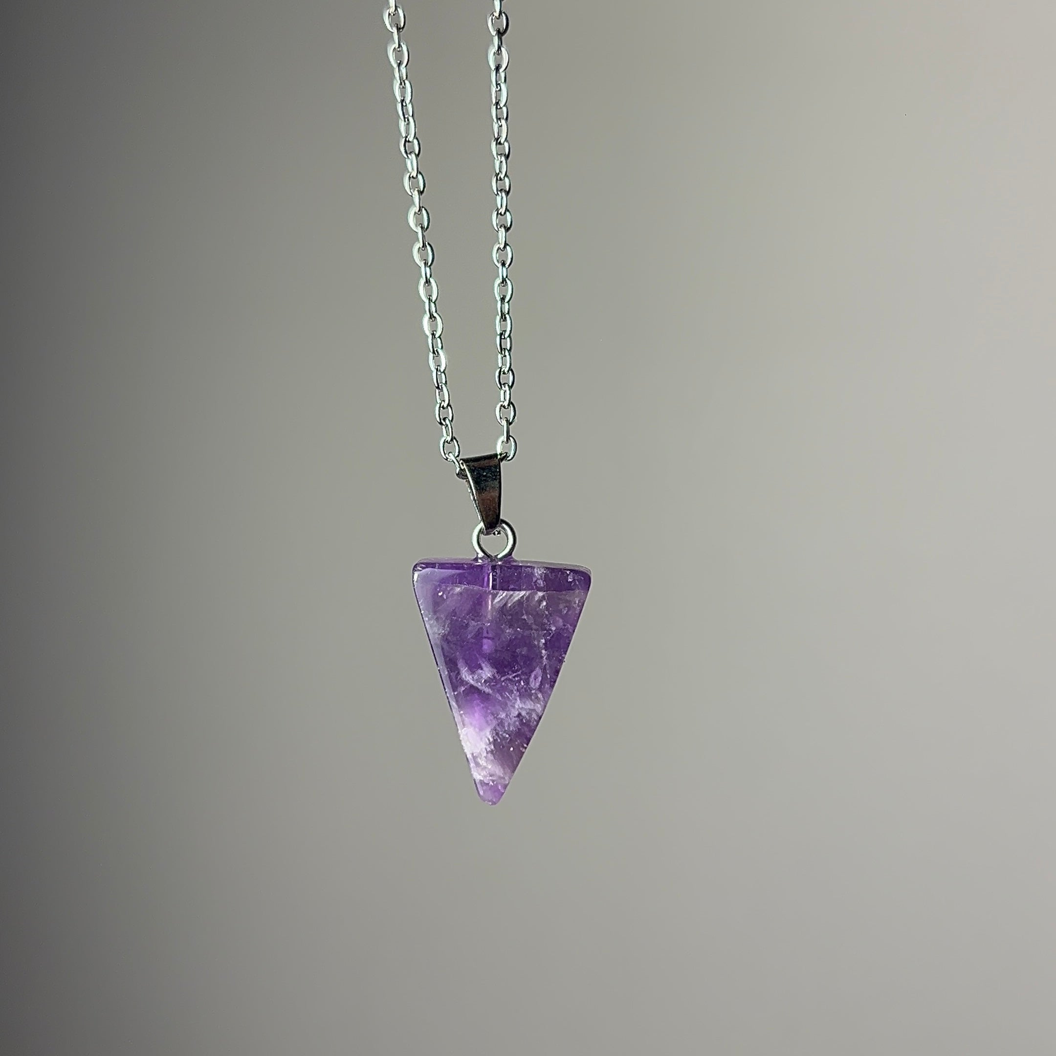 Amethyst triangle necklace