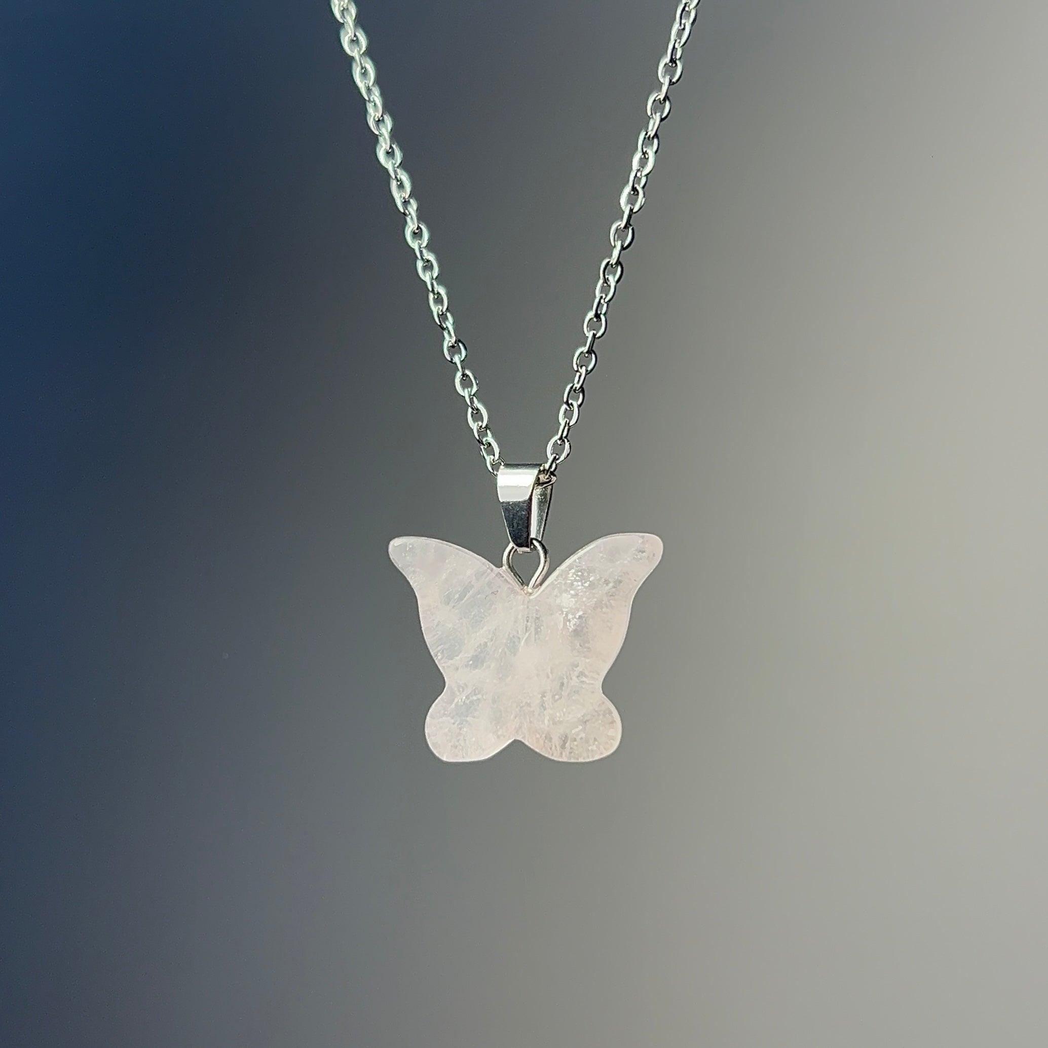 Rose Quartz butterfly necklace