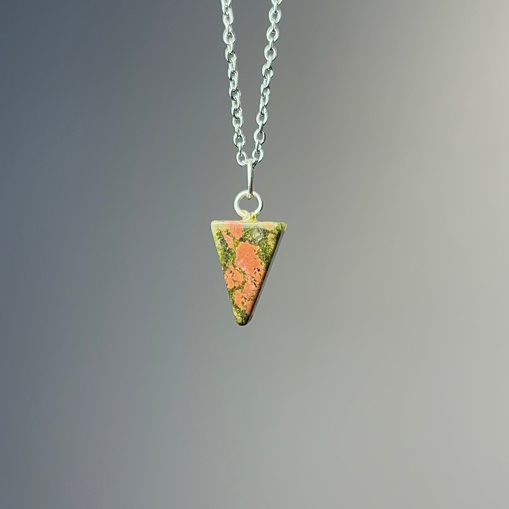 Unakite triangle necklace