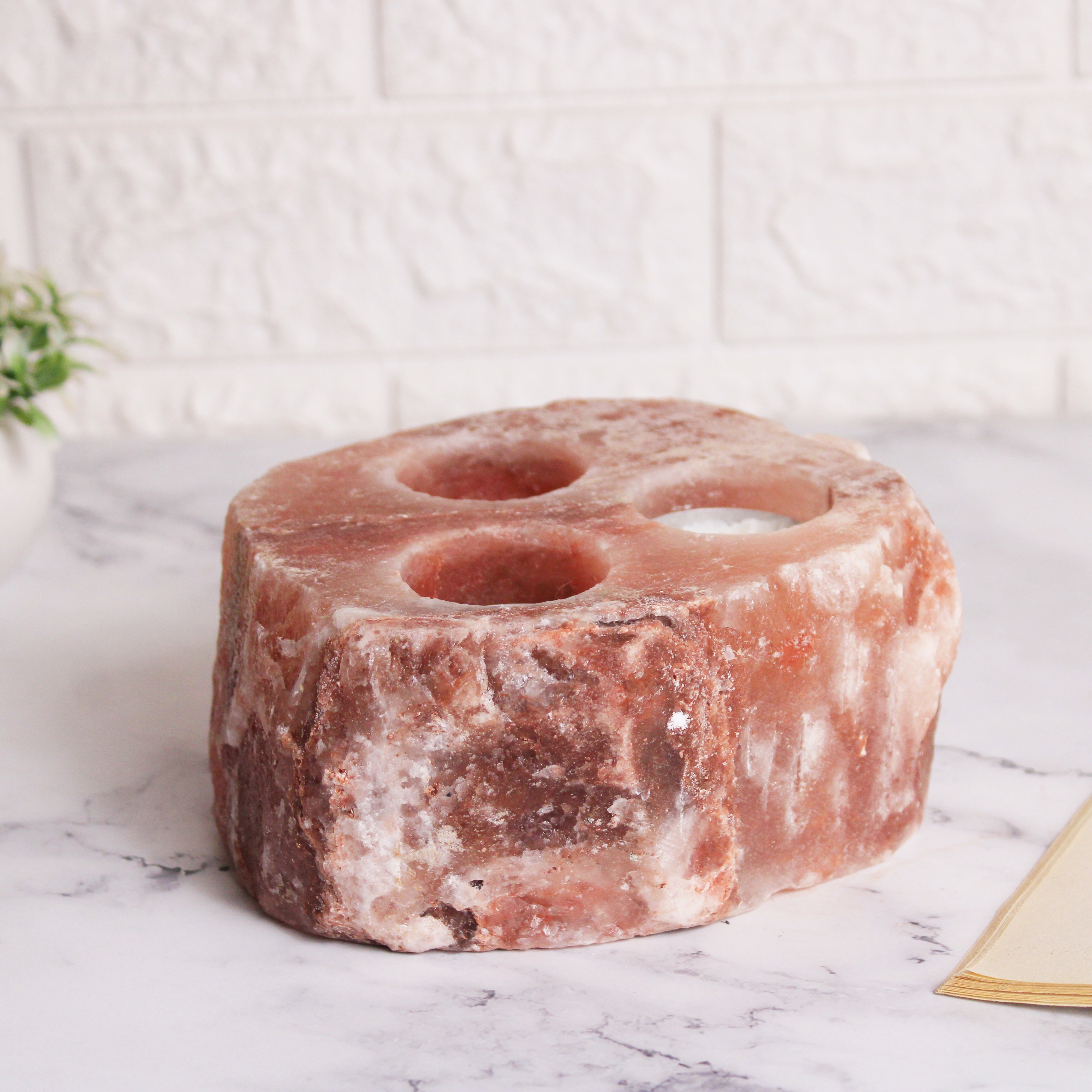 Natural 3 holes candle holder