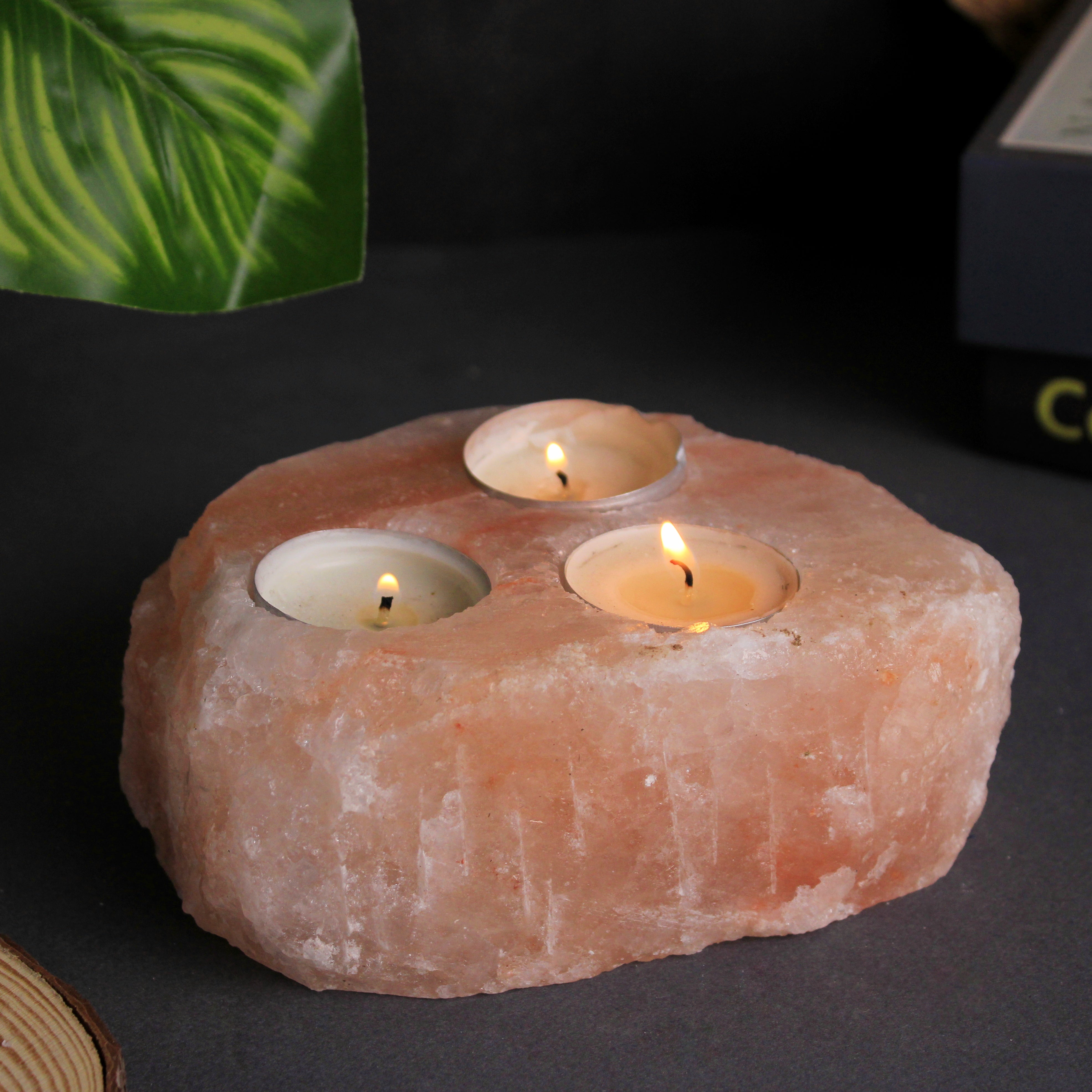 Natural 3 holes candle holder