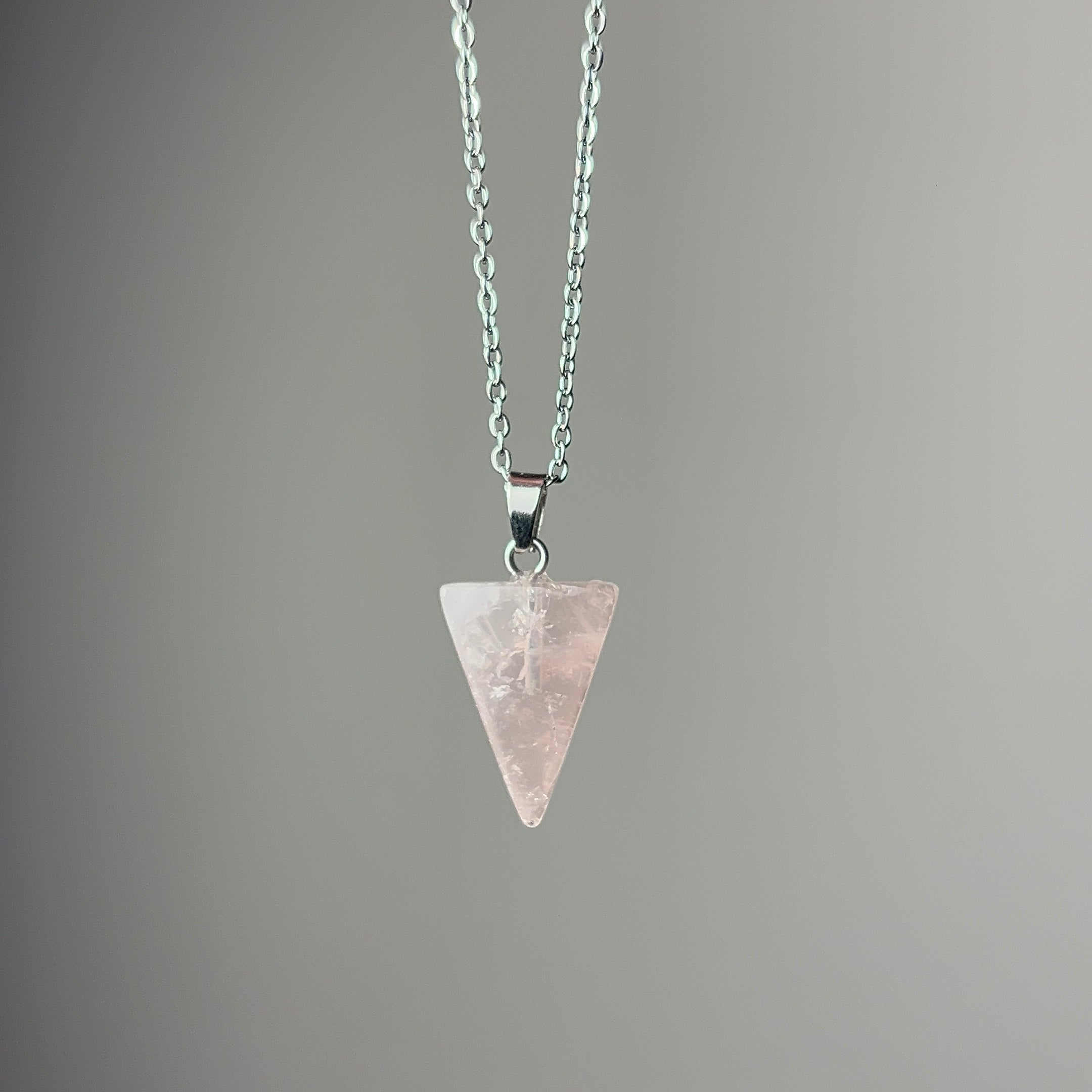Rose Quartz triangle necklace
