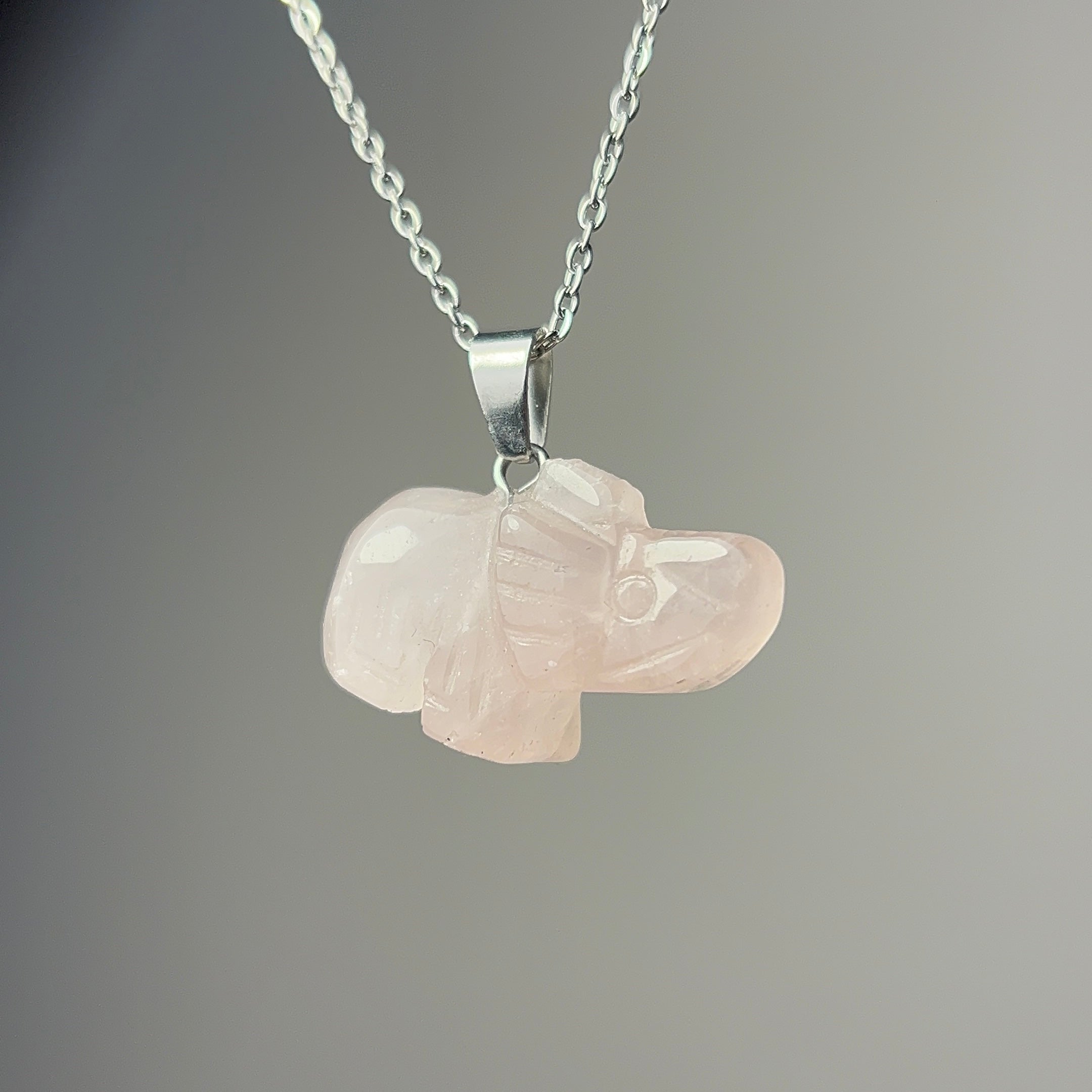 Rose Quartz Elephant necklace