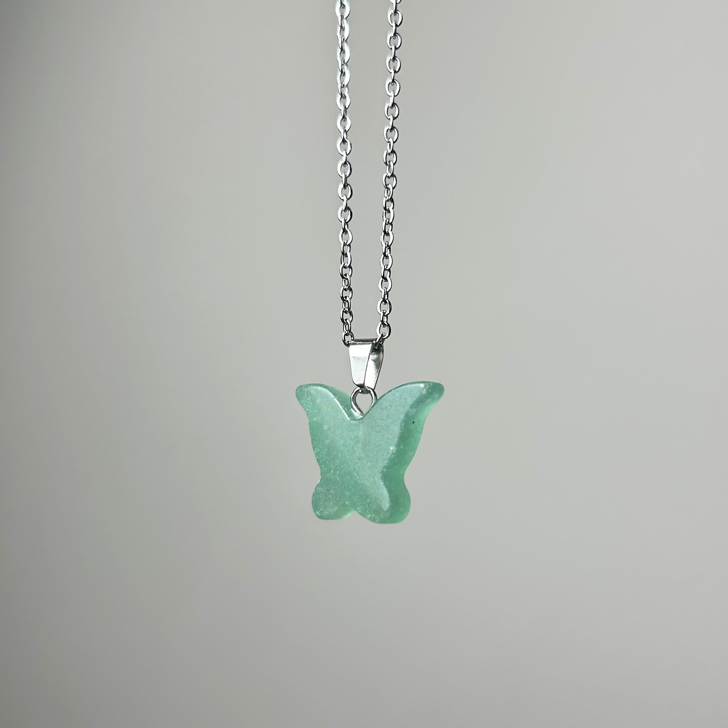 Green aventurine butterfly necklace