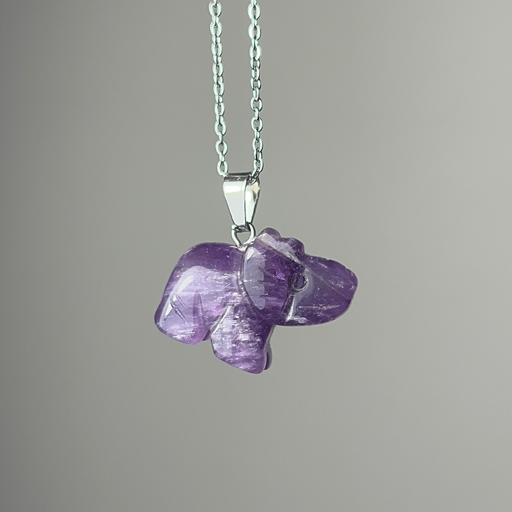 Amethyst elephant necklace