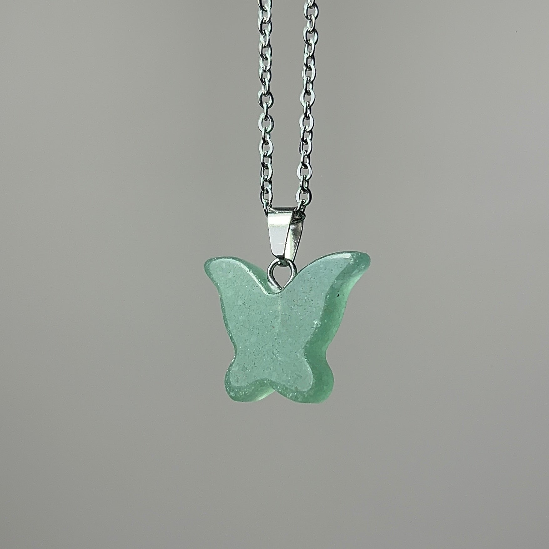 Green aventurine butterfly necklace