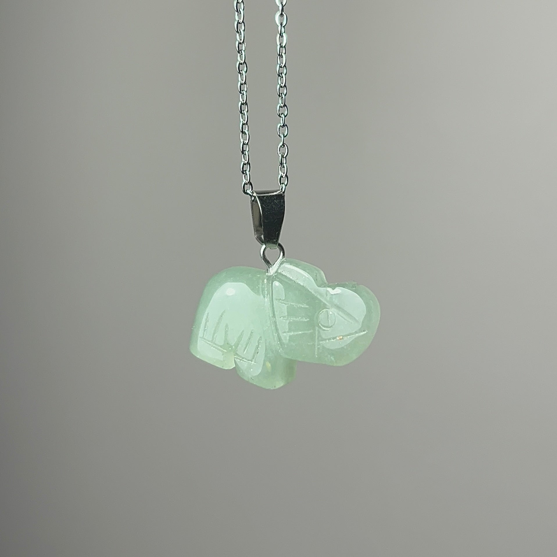 Green aventurine elephant necklace