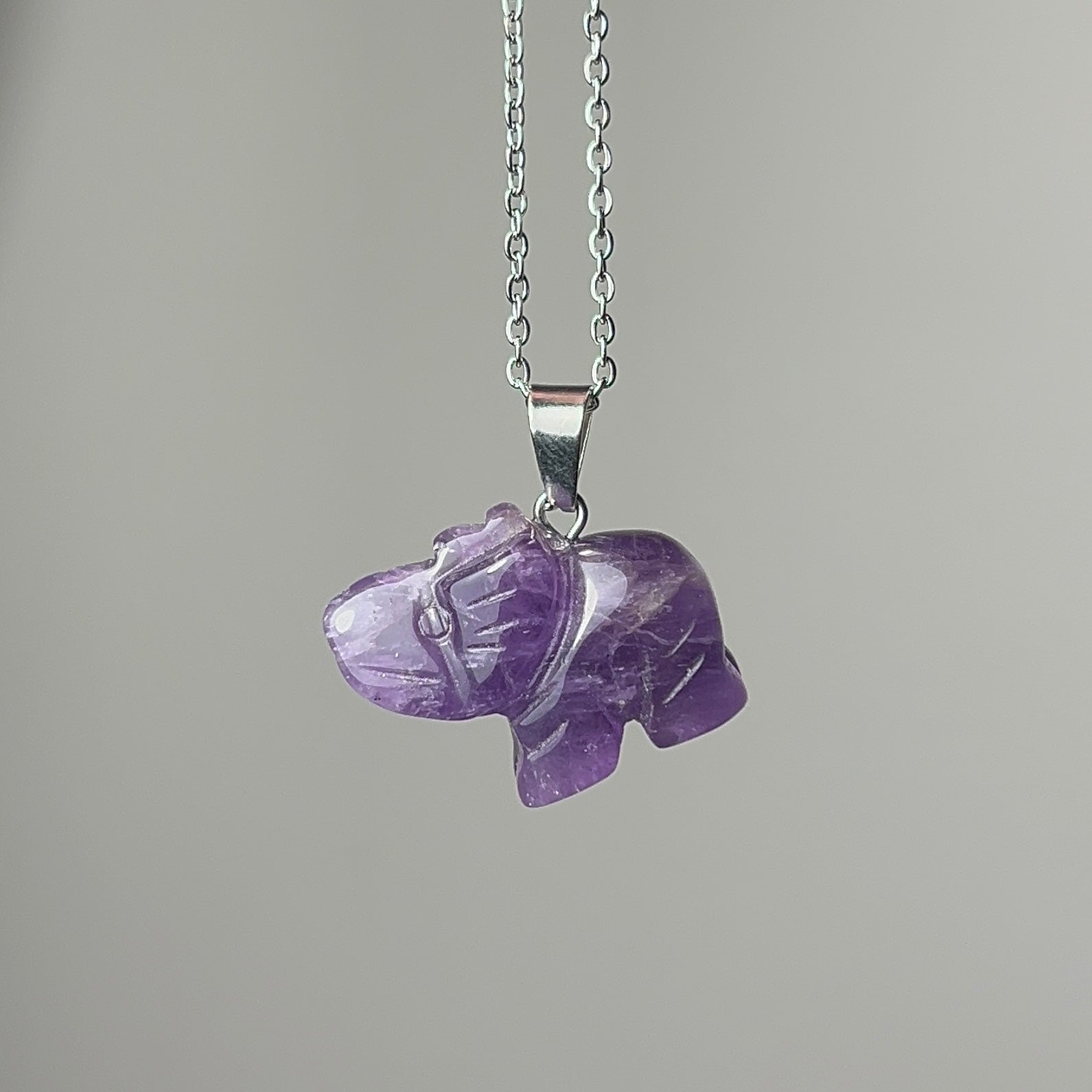 Amethyst elephant necklace